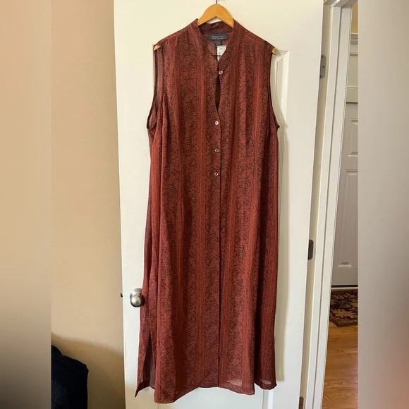 Lane Bryant Designs & Co. Light Brown Patterned Maxi Length Dress Size 24W - Picture 1 of 13